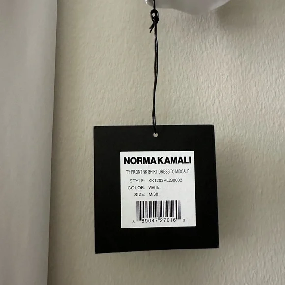 NORMA KAMALI White Tie Front NK Shirt Dress in size M/38 - Picture 8 of 8